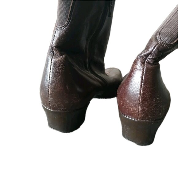 Munro American Womems 8.5 Chocolate Brown Leather Ankle Boots Comfurt Preppy - Picture 4 of 6